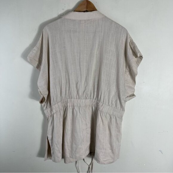 H Halston Linen Blend cap sleeve Utility Tunic Jacket in stone size XXL neutral - Picture 5 of 14